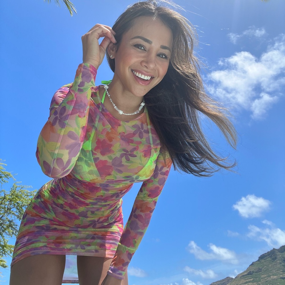 For Love And Lemons Vibrant Floral Long Sleeve Dress